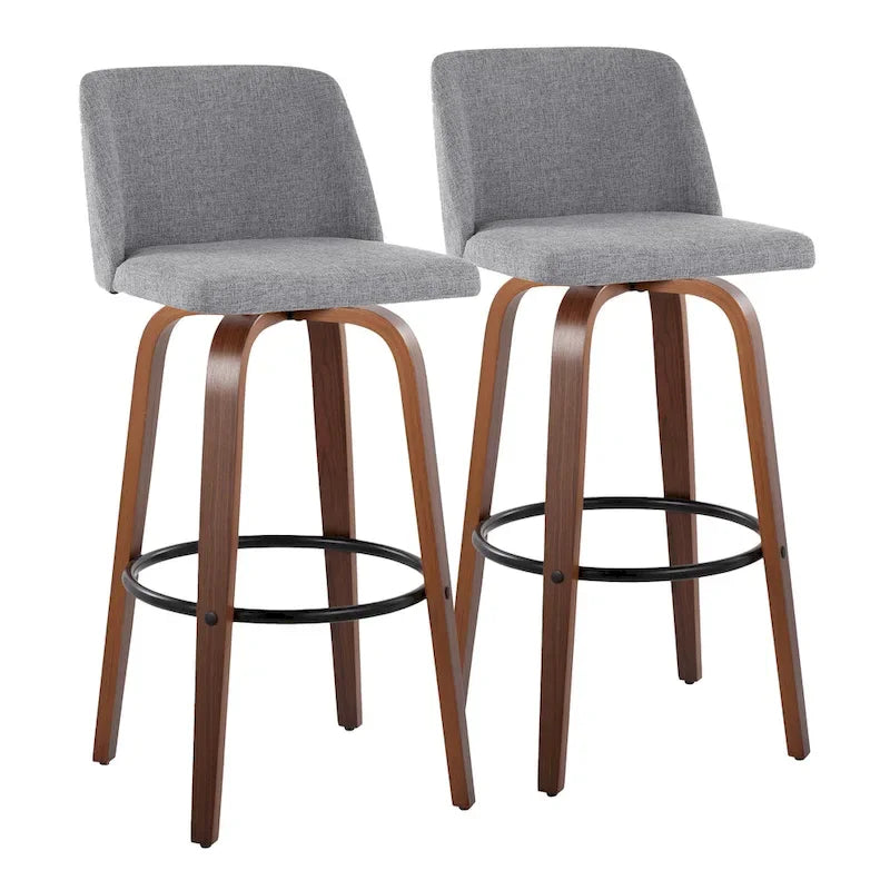 Carson Carrington Vallberga 30 Fixed-Height Bar Stool with Walnut Wood Base (Set of 2) 9