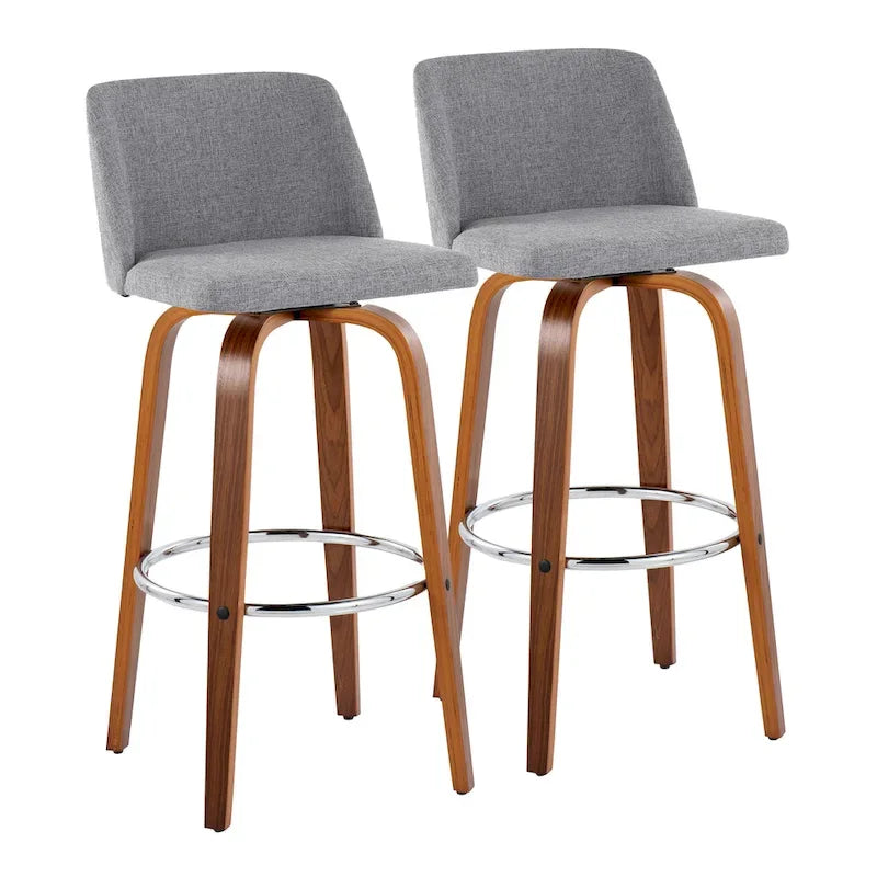 Carson Carrington Vallberga 30 Fixed-Height Bar Stool with Walnut Wood Base (Set of 2) 10