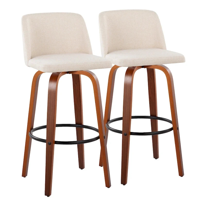 Carson Carrington Vallberga 30 Fixed-Height Bar Stool with Walnut Wood Base (Set of 2) 13