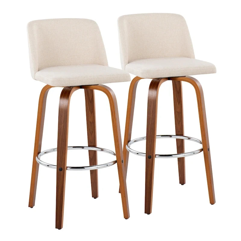 Carson Carrington Vallberga 30 Fixed-Height Bar Stool with Walnut Wood Base (Set of 2) 14