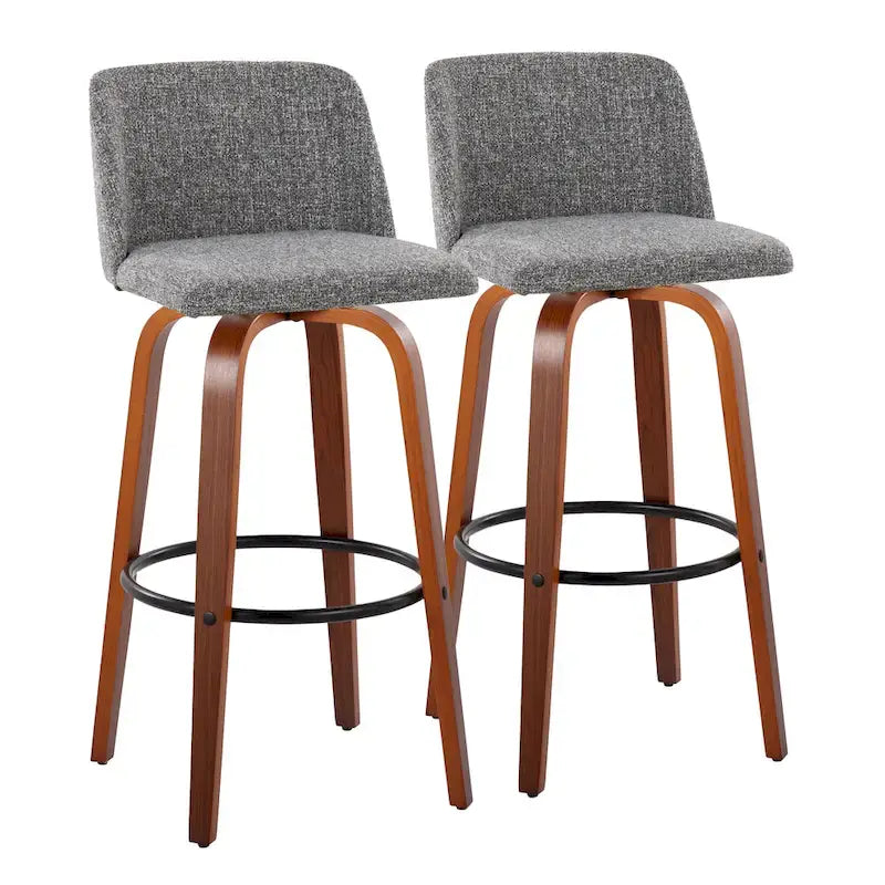 Carson Carrington Vallberga 30 Fixed-Height Bar Stool with Walnut Wood Base (Set of 2) 15