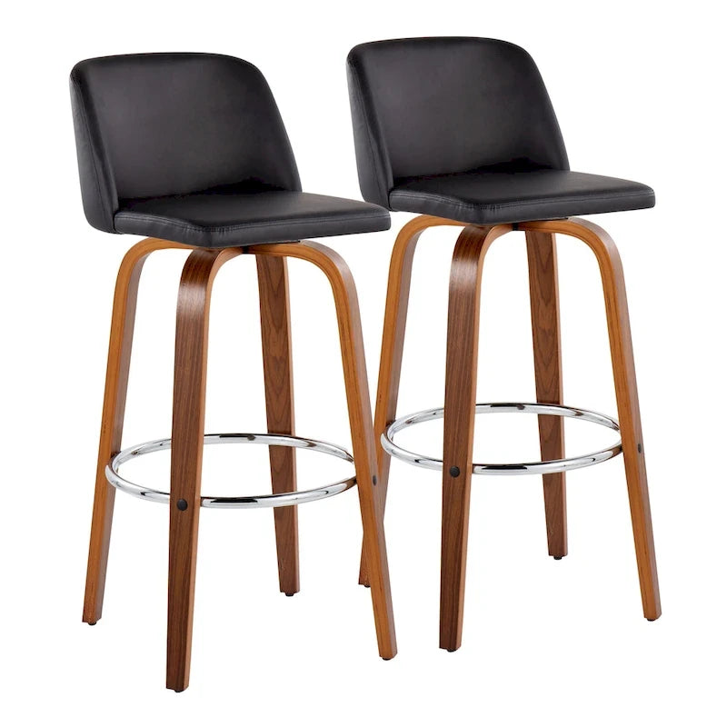 Carson Carrington Vallberga 30 Fixed-Height Bar Stool with Walnut Wood Base (Set of 2) 17