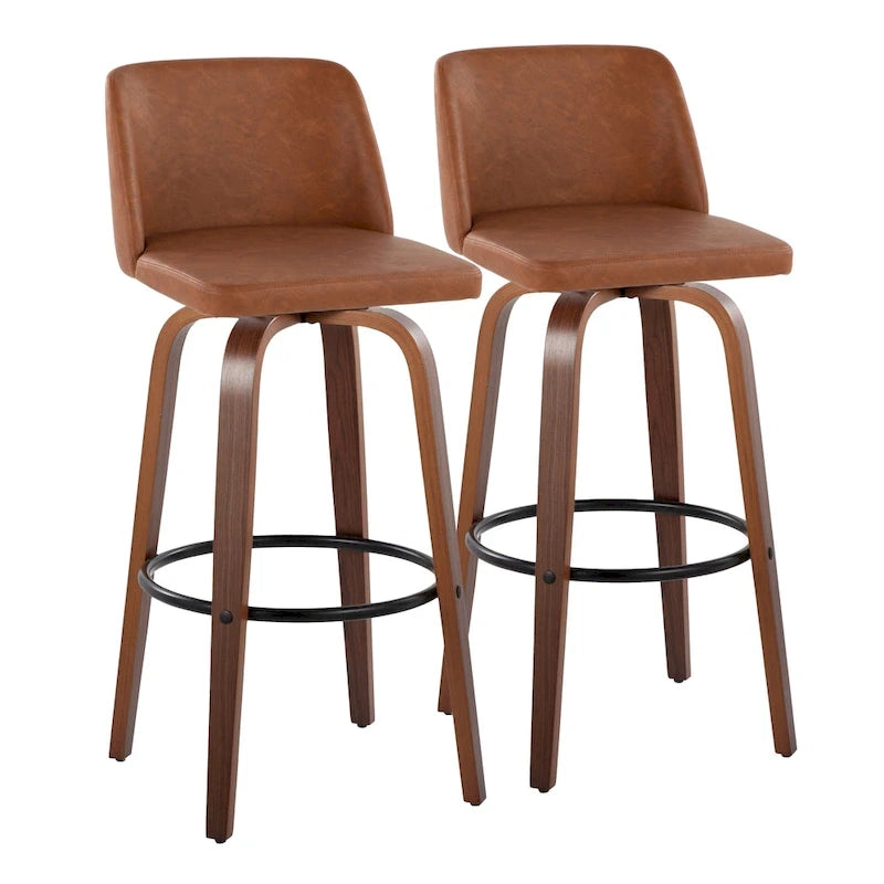Carson Carrington Vallberga 30 Fixed-Height Bar Stool with Walnut Wood Base (Set of 2) 18