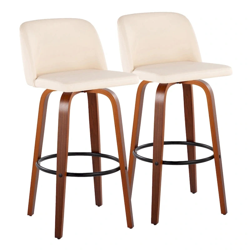 Carson Carrington Vallberga 30 Fixed-Height Bar Stool with Walnut Wood Base (Set of 2) 19