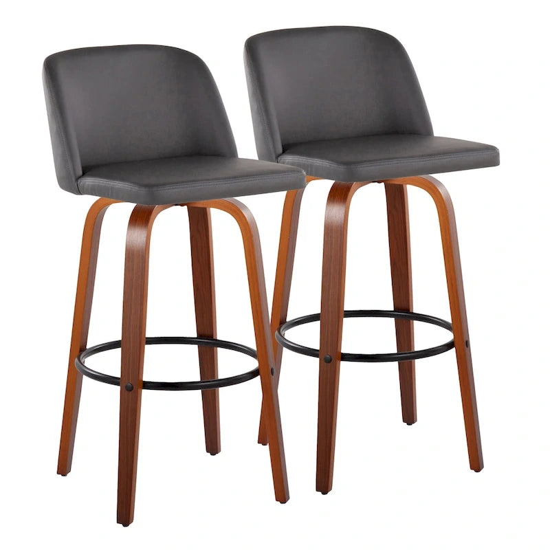 Carson Carrington Vallberga 30 Fixed-Height Bar Stool with Walnut Wood Base (Set of 2) 20