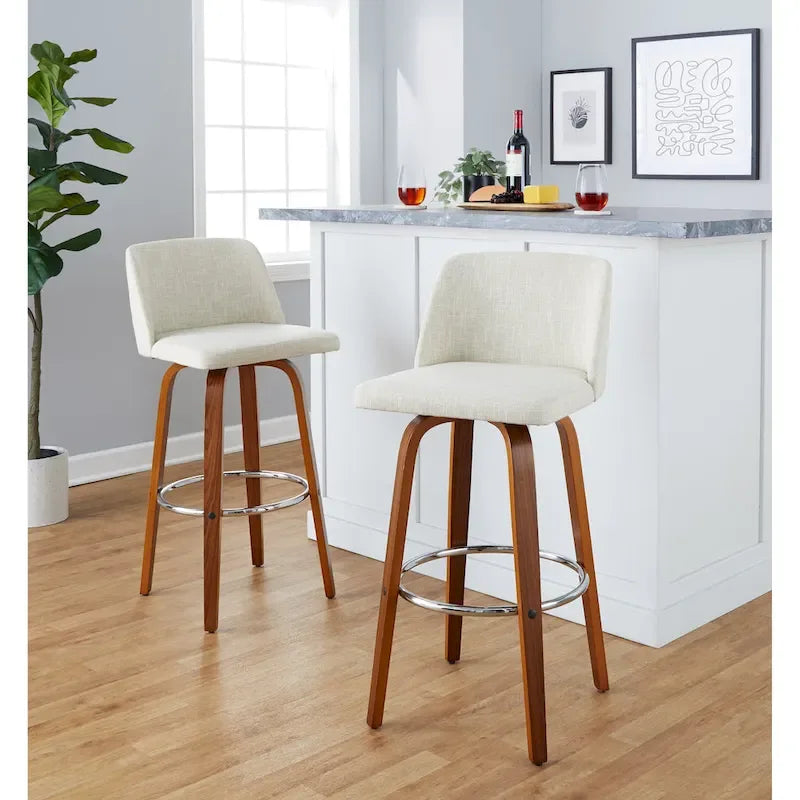 Carson Carrington Vallberga 30 Fixed-Height Bar Stool with Walnut Wood Base (Set of 2) 22