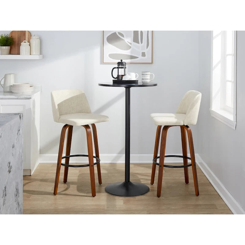 Carson Carrington Vallberga 30 Fixed-Height Bar Stool with Walnut Wood Base (Set of 2) 26