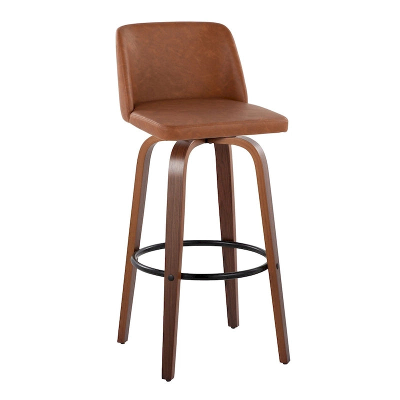 Carson Carrington Vallberga 30 Fixed-Height Bar Stool with Walnut Wood Base (Set of 2) 29