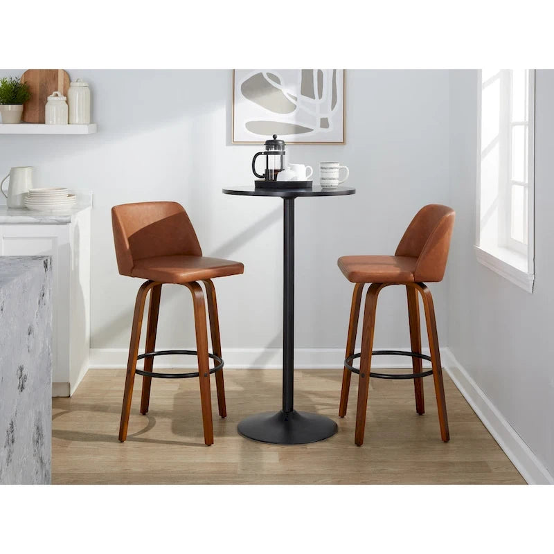 Carson Carrington Vallberga 30 Fixed-Height Bar Stool with Walnut Wood Base (Set of 2) 30
