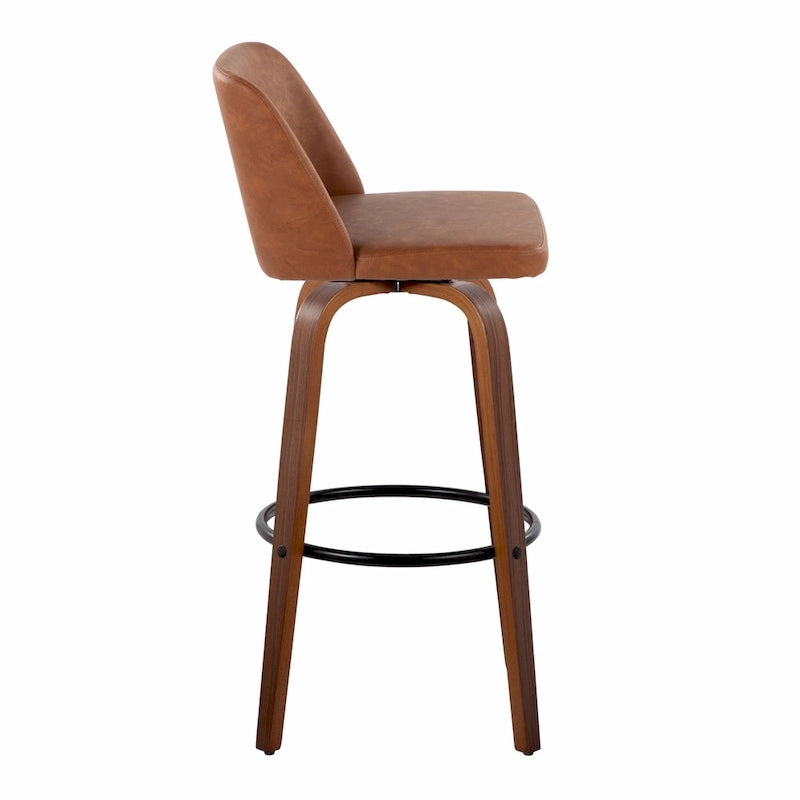 Carson Carrington Vallberga 30 Fixed-Height Bar Stool with Walnut Wood Base (Set of 2) 31