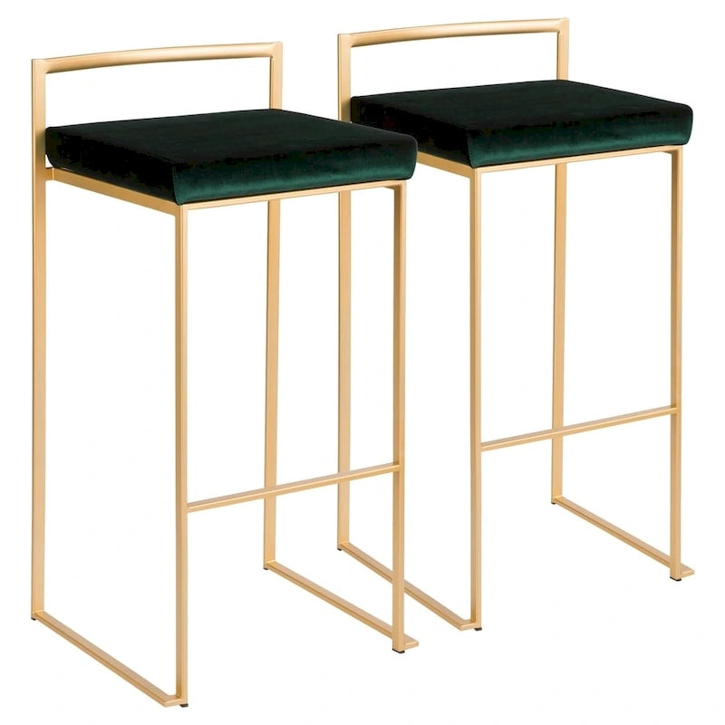 Silver Orchid Forrest Gold Stackable Bar Stools (Set of 2) 35