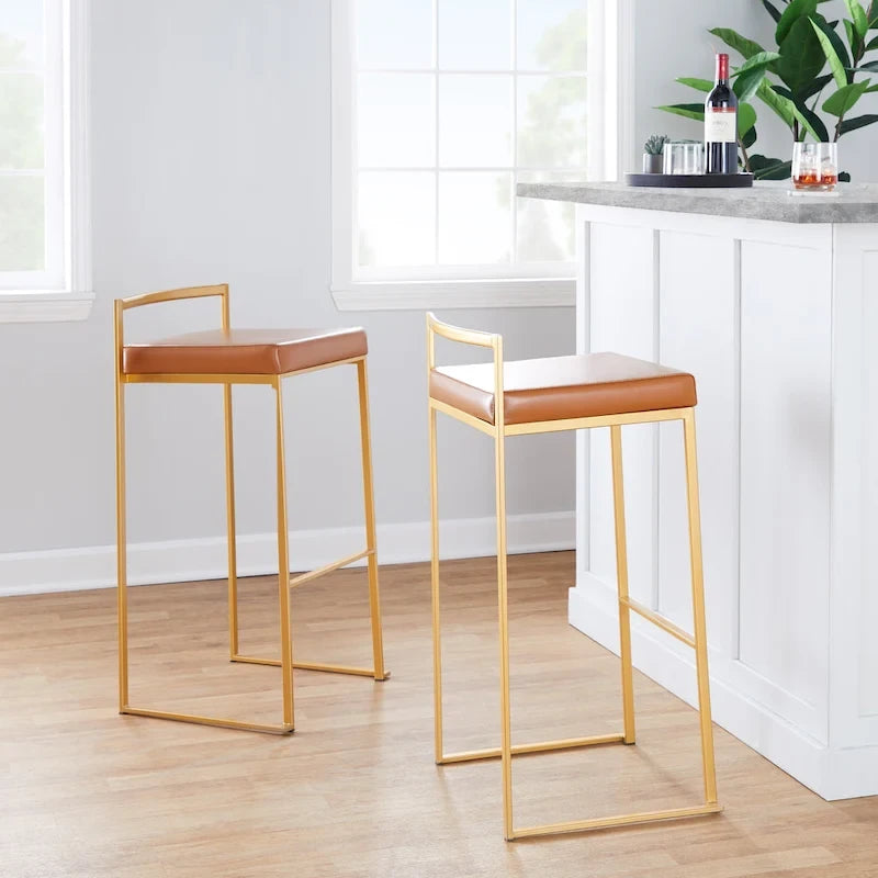 Silver Orchid Forrest Gold Stackable Bar Stools (Set of 2) 27