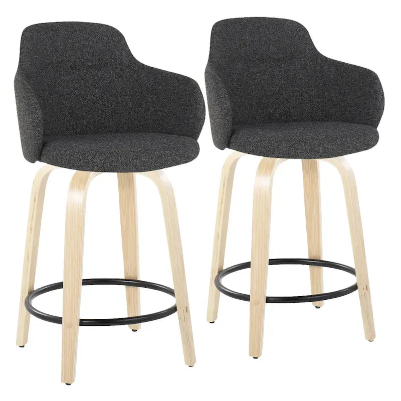 Carson Carrington Iglabo 24 Fixed-Height Counter Stool with Bent Wood Legs and Round Footrest (Set of 2) 3
