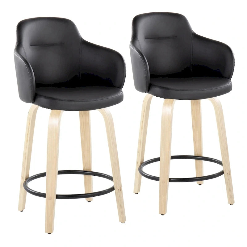 Carson Carrington Iglabo 24 Fixed-Height Counter Stool with Bent Wood Legs and Round Footrest (Set of 2) 4