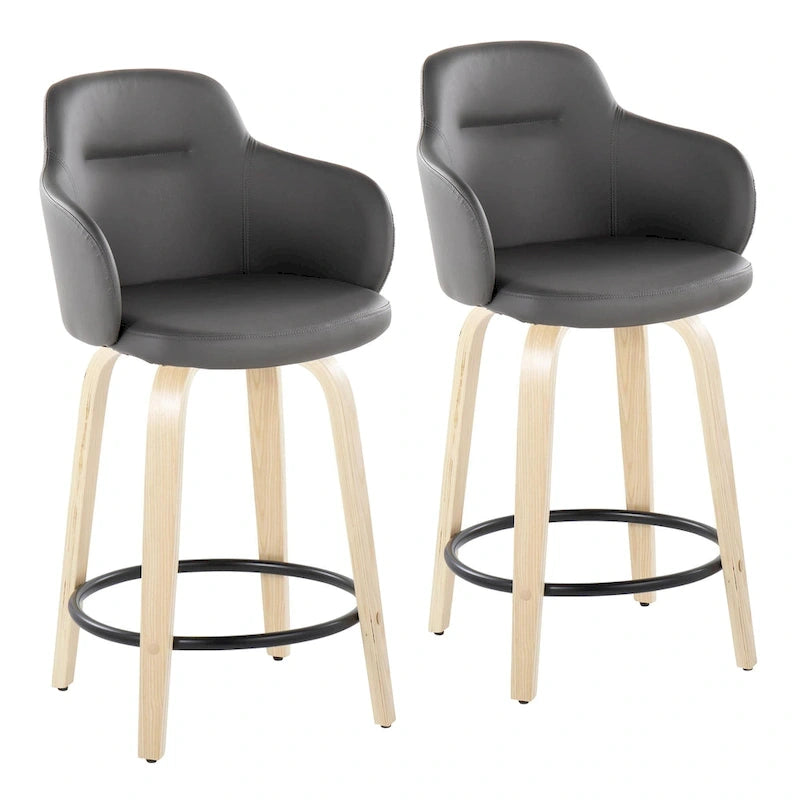 Carson Carrington Iglabo 24 Fixed-Height Counter Stool with Bent Wood Legs and Round Footrest (Set of 2) 5