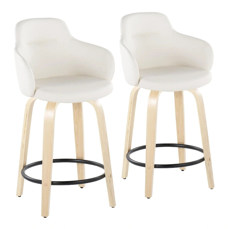 Carson Carrington Iglabo 24 Fixed-Height Counter Stool with Bent Wood Legs and Round Footrest (Set of 2) 6
