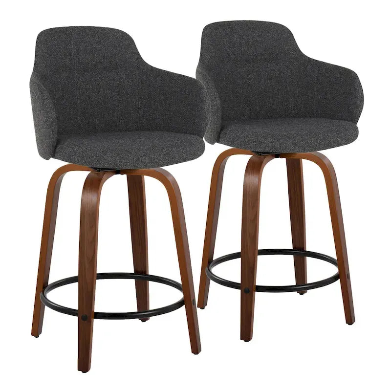 Carson Carrington Iglabo 24 Fixed-Height Counter Stool with Bent Wood Legs and Round Footrest (Set of 2) 7