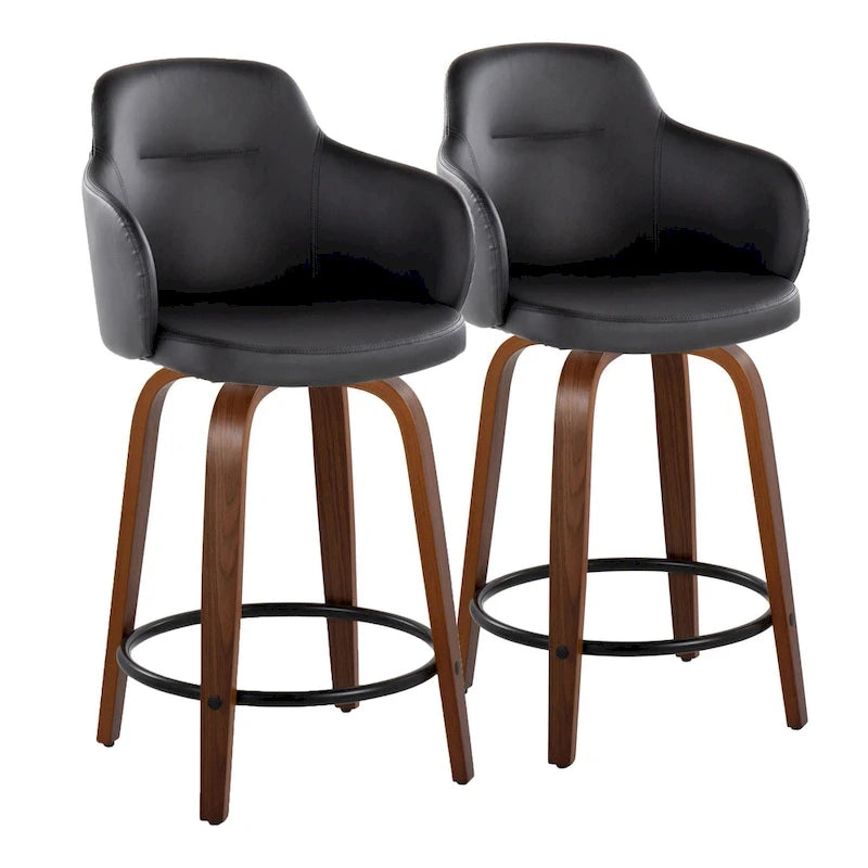 Carson Carrington Iglabo 24 Fixed-Height Counter Stool with Bent Wood Legs and Round Footrest (Set of 2) 8