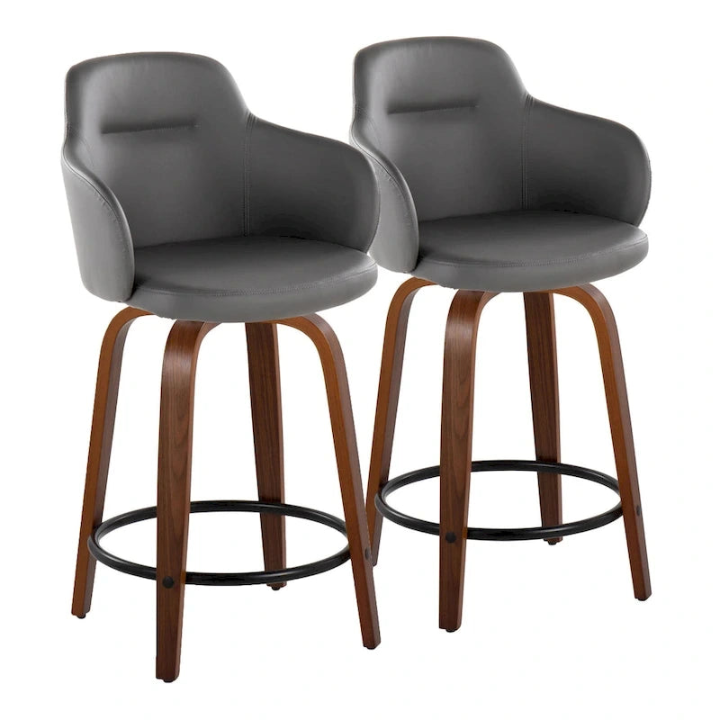 Carson Carrington Iglabo 24 Fixed-Height Counter Stool with Bent Wood Legs and Round Footrest (Set of 2) 9