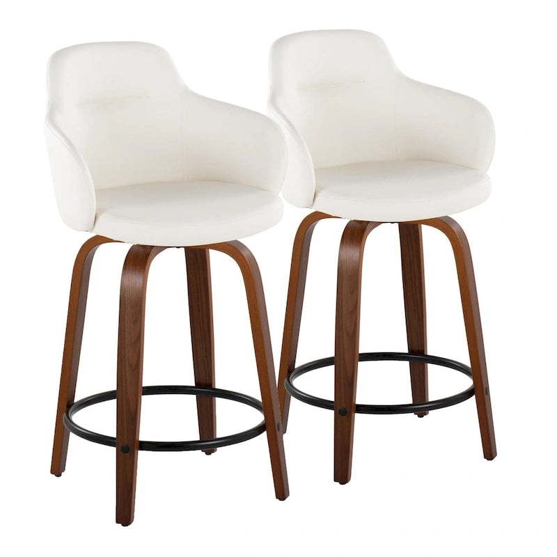 Carson Carrington Iglabo 24 Fixed-Height Counter Stool with Bent Wood Legs and Round Footrest (Set of 2) 10
