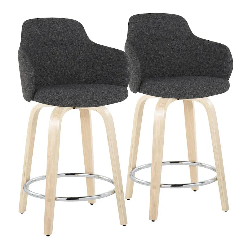 Carson Carrington Iglabo 24 Fixed-Height Counter Stool with Bent Wood Legs and Round Footrest (Set of 2) 11