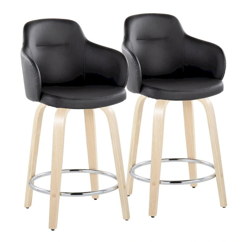 Carson Carrington Iglabo 24 Fixed-Height Counter Stool with Bent Wood Legs and Round Footrest (Set of 2) 12