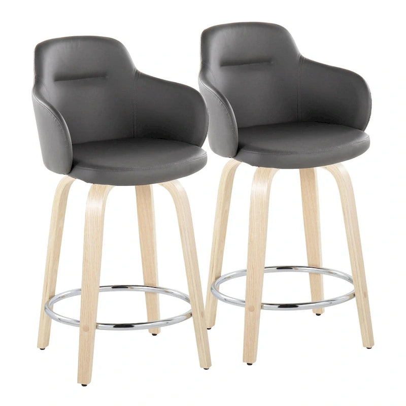 Carson Carrington Iglabo 24 Fixed-Height Counter Stool with Bent Wood Legs and Round Footrest (Set of 2) 13