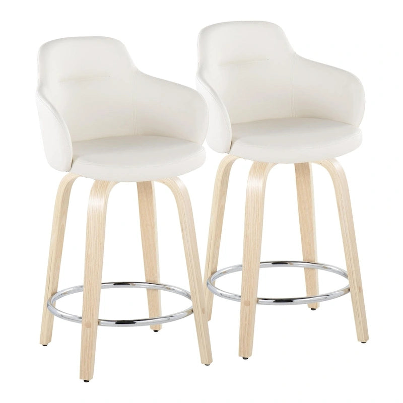 Carson Carrington Iglabo 24 Fixed-Height Counter Stool with Bent Wood Legs and Round Footrest (Set of 2) 14