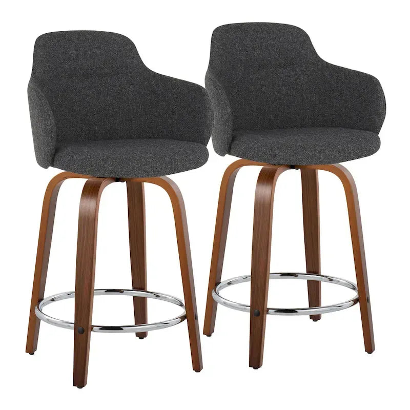 Carson Carrington Iglabo 24 Fixed-Height Counter Stool with Bent Wood Legs and Round Footrest (Set of 2) 15