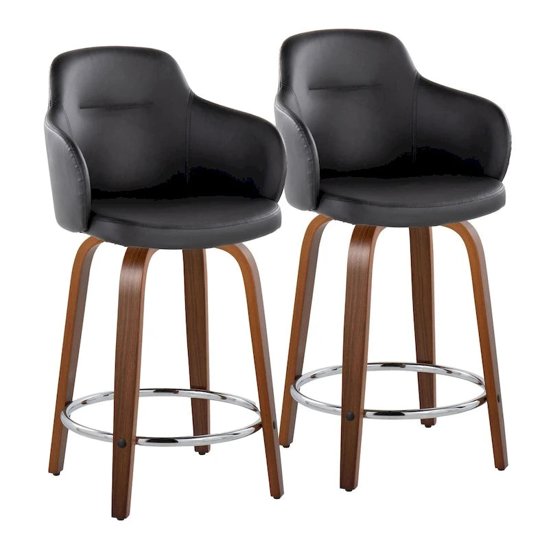 Carson Carrington Iglabo 24 Fixed-Height Counter Stool with Bent Wood Legs and Round Footrest (Set of 2) 16