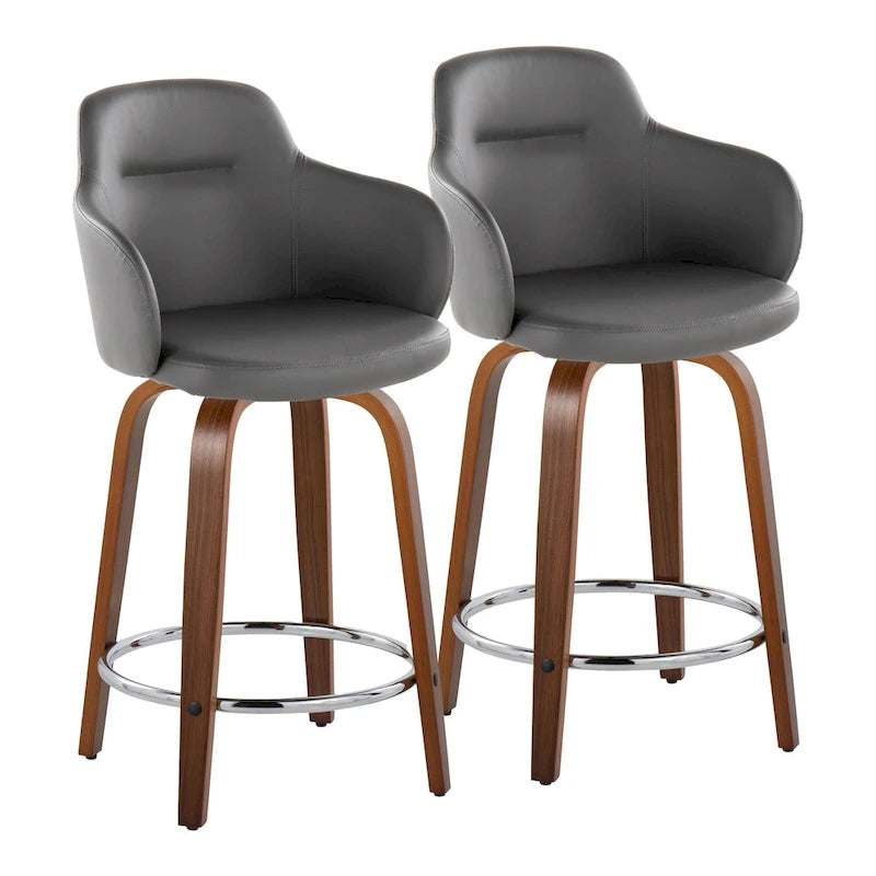 Carson Carrington Iglabo 24 Fixed-Height Counter Stool with Bent Wood Legs and Round Footrest (Set of 2) 17