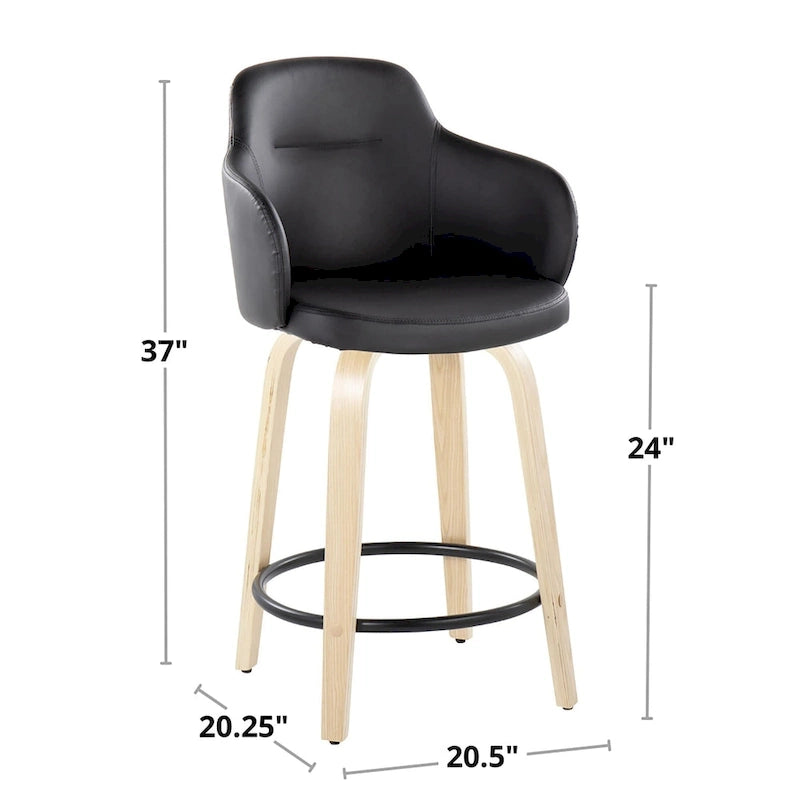 Carson Carrington Iglabo 24 Fixed-Height Counter Stool with Bent Wood Legs and Round Footrest (Set of 2) 19