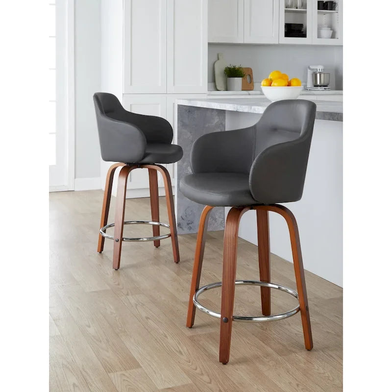 Carson Carrington Iglabo 24 Fixed-Height Counter Stool with Bent Wood Legs and Round Footrest (Set of 2) 29