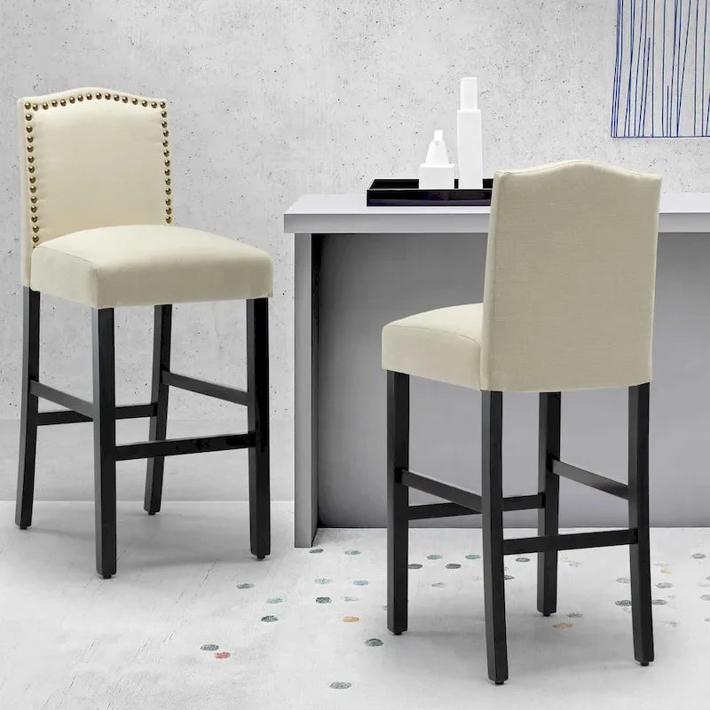 28 Inches Barstools Upholstered Bar Stools Pub Chairs Set of 2 3