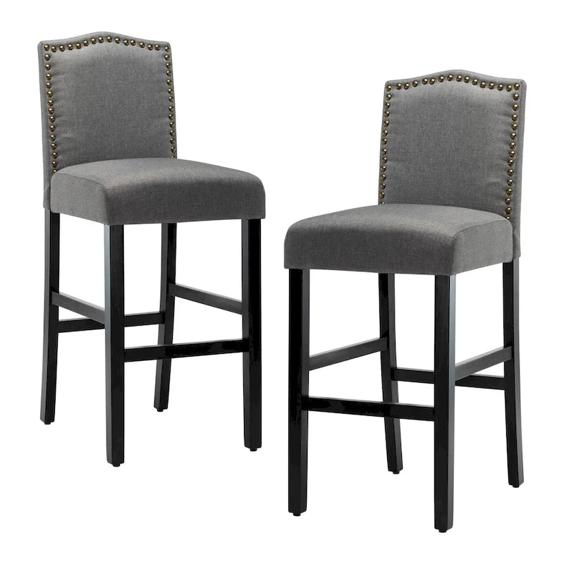 28 Inches Barstools Upholstered Bar Stools Pub Chairs Set of 2 6