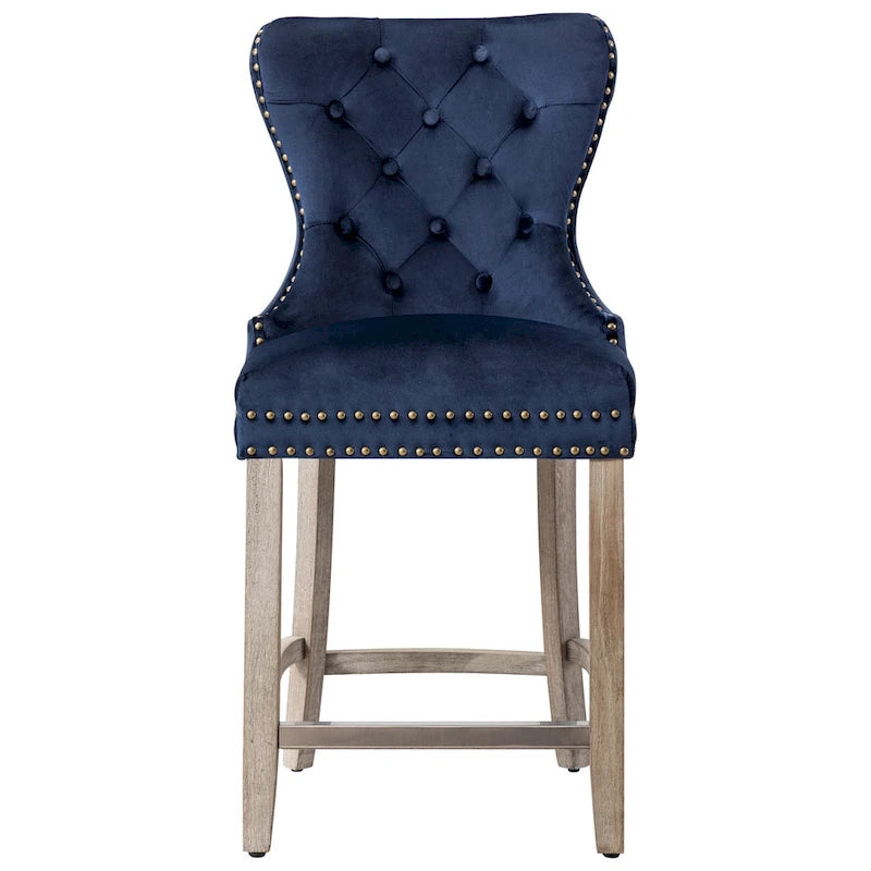 Sgabello da bancone Carter 24 Wingback capitonné con borchie e gambe grigio antico 7