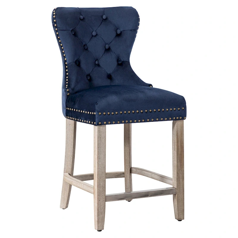 Sgabello da bancone Carter 24 Wingback capitonné con borchie e gambe grigio antico 8