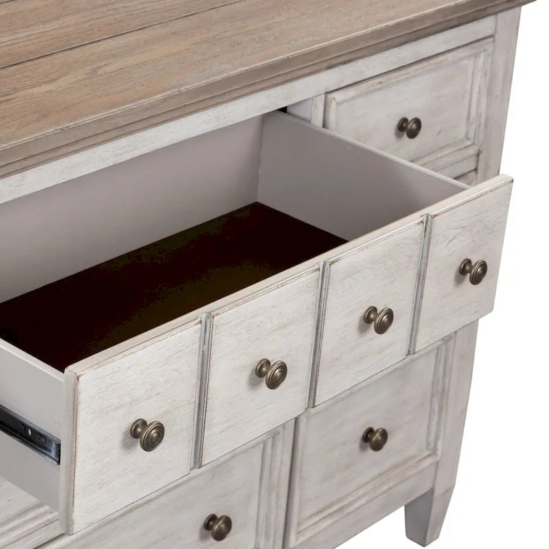 Heartland Antique White and Tobacco 9 Drawer Dresser 3