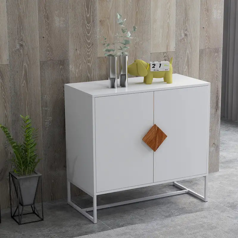 CUSchoice Solid wood square shape handle 2 doors sideboard