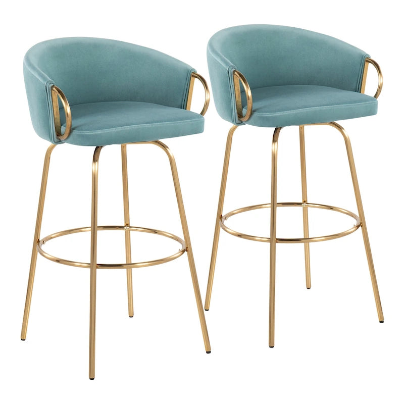 Lumisource Claire 30 Fixed-Height Bar Stool Gold Metal - Set of 2 - 19.5Lx21Wx38.25H 3