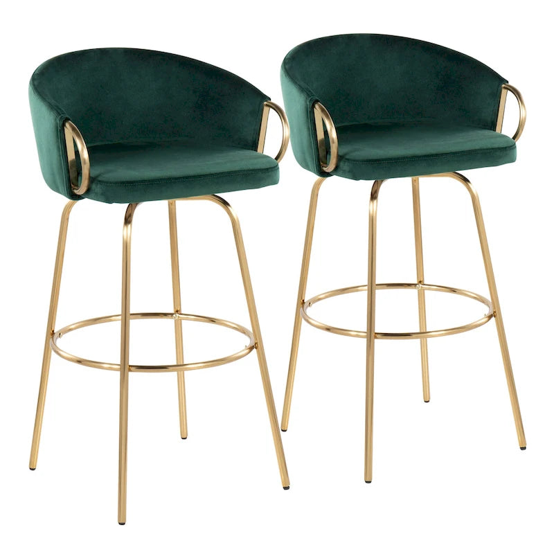 Lumisource Claire 30 Fixed-Height Bar Stool Gold Metal - Set of 2 - 19.5Lx21Wx38.25H 4