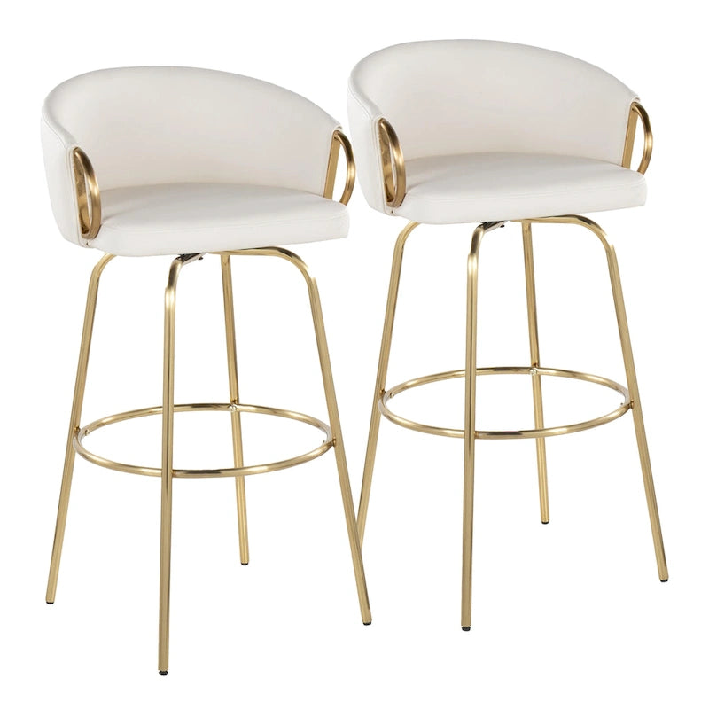 Lumisource Claire 30 Fixed-Height Bar Stool Gold Metal - Set of 2 - 19.5Lx21Wx38.25H 5