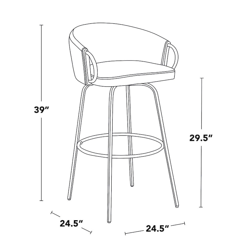 Lumisource Claire 30 Fixed-Height Bar Stool Gold Metal - Set of 2 - 19.5Lx21Wx38.25H 6