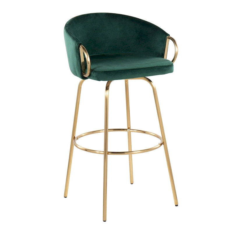 Lumisource Claire 30 Fixed-Height Bar Stool Gold Metal - Set of 2 - 19.5Lx21Wx38.25H 8
