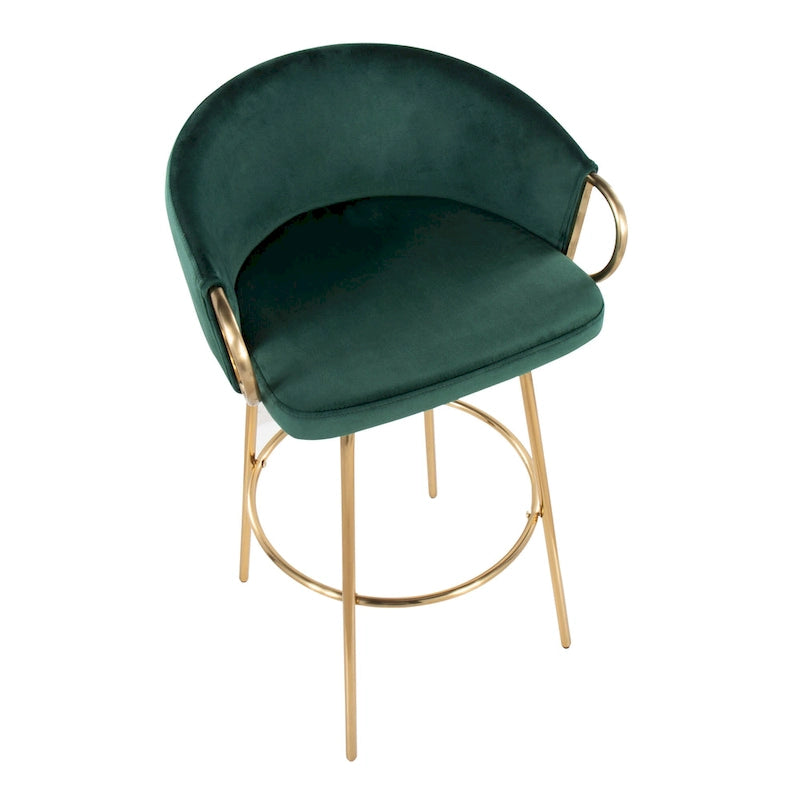 Lumisource Claire 30 Fixed-Height Bar Stool Gold Metal - Set of 2 - 19.5Lx21Wx38.25H 9