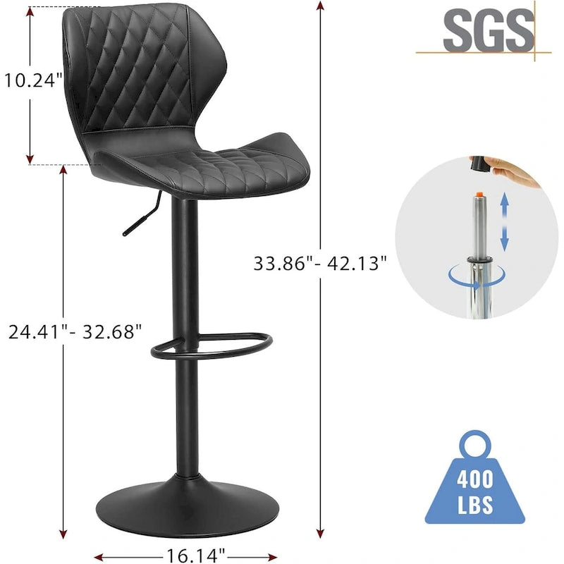 Bar Stools Set of 2 Counter Height Bar Stools Upholstered Swivel 3