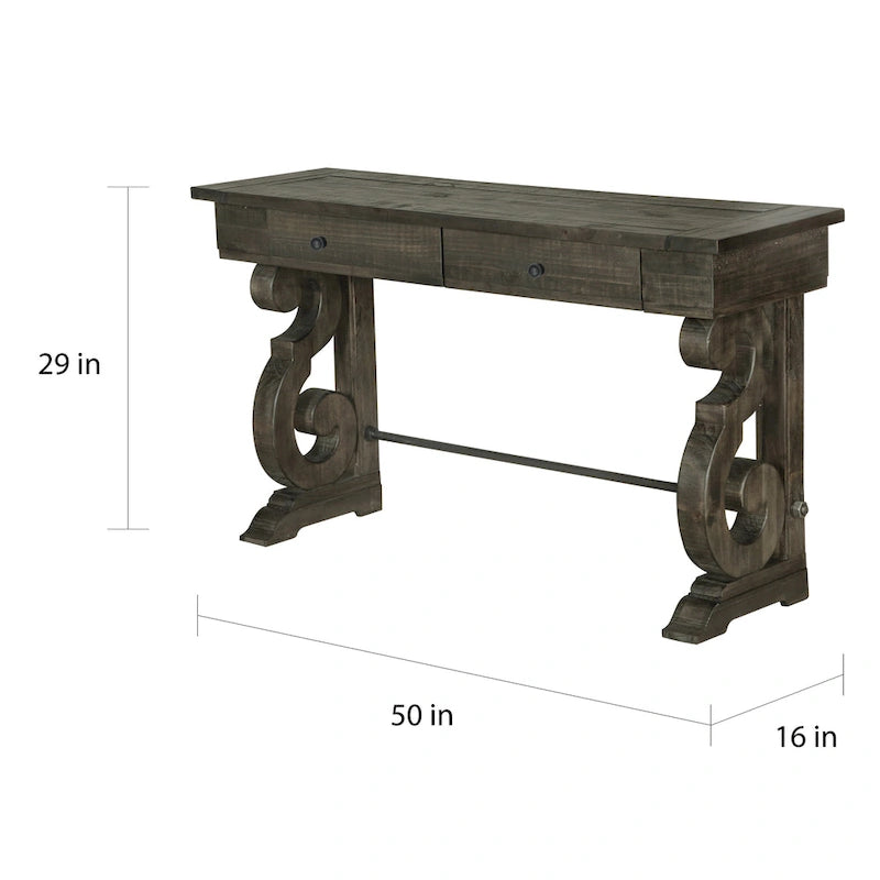 Bellamy Traditional Weathered Peppercorn Storage Console Table 3