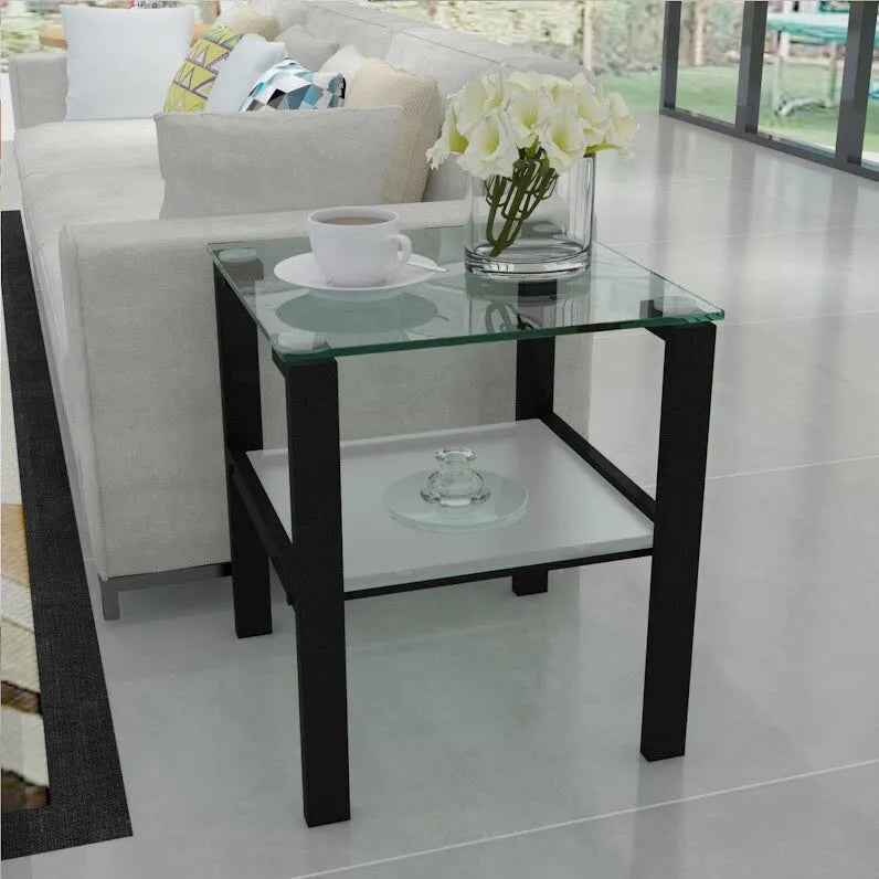 Glass two layer corner table
