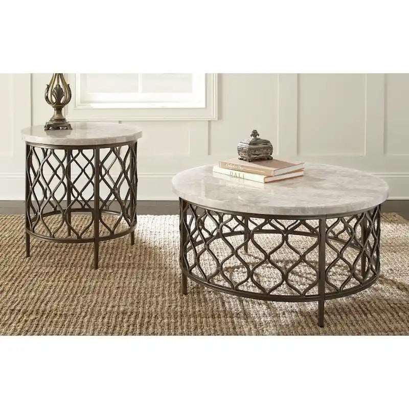Steve Silver Rockvale Stone Top Round Side Table 5