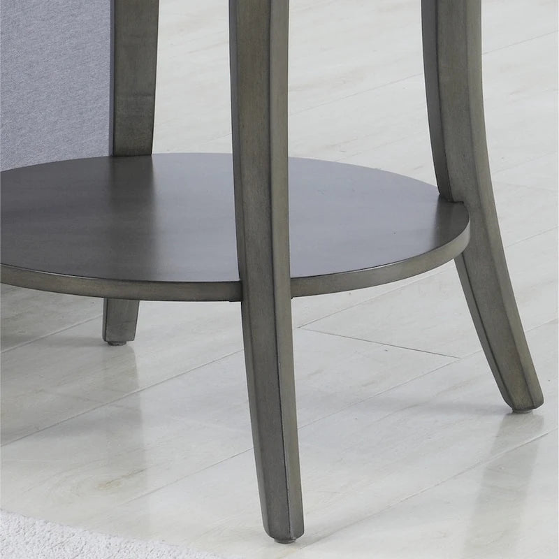Roundhill Furniture Perth Contemporary Oval Shelf End Table, Gray 3